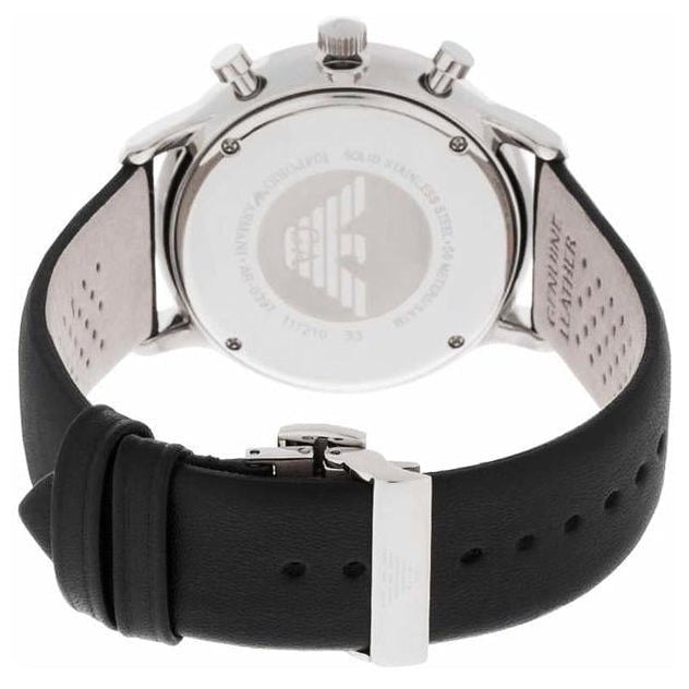 Emporio Armani Men's Black Dial Chronograph Watch with Leather Strap - AR0397 - Image 2